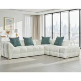 Genoa Right Hand L-Shape Corner Sofa In Beige Fabric