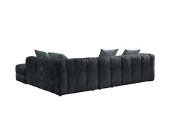 Genoa Right Hand L-Shape Corner Sofa In Charcoal Fabric