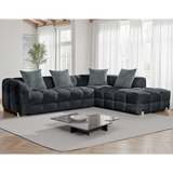 Genoa Right Hand L-Shape Corner Sofa In Charcoal Fabric