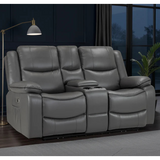 Harald Faux Leather 2 Seater Electric Recliner Sofa In Grey