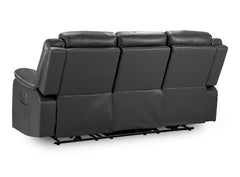Harald Faux Leather 3 Seater Electric Recliner Sofa In Black