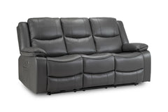 Harald Faux Leather 3 Seater Electric Recliner Sofa In Grey