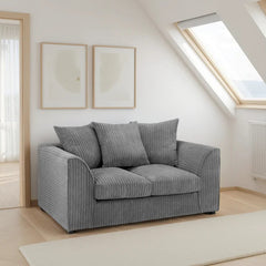 Harley Jumbo Cord 2 Seater Sofa In Grey Fabric