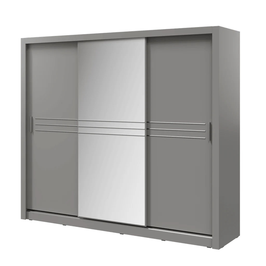 Havana ID-11 Wooden Wardrobe With 3 Sliding Doors In Grey Matt