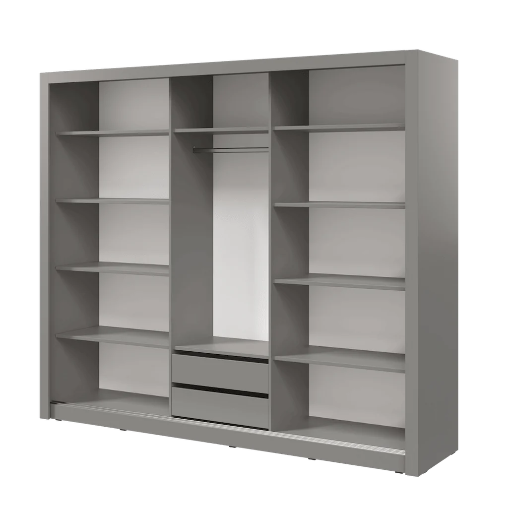 Havana ID-11 Wooden Wardrobe With 3 Sliding Doors In Grey Matt
