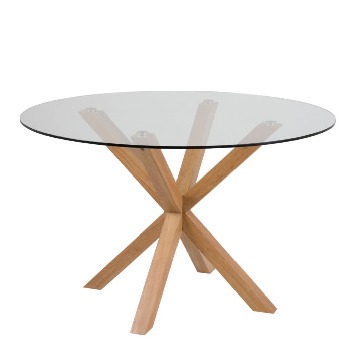 Heaven Round Dining Table with Glass Top 119cm - UK