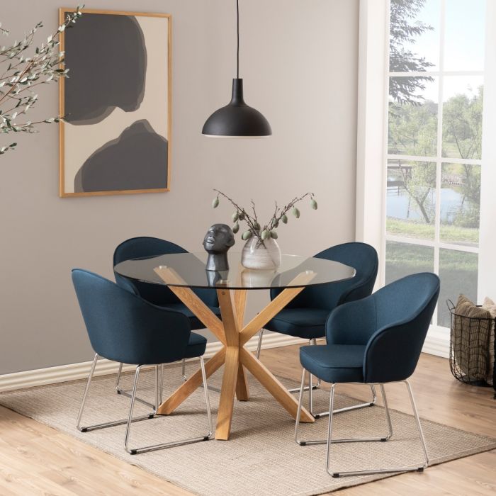 Heaven Round Dining Table with Glass Top 119cm - UK