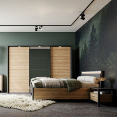 High Rock Bedside in Matt Black/Riviera Oak - Furniture One Shop