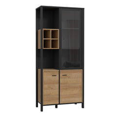 High Rock Display Cabinet in Matt Black/Riviera Oak - Furniture One Shop