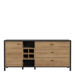 High Rock (Large) Sideboard in Matt Black/Riviera Oak - Furniture One Shop
