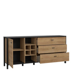 High Rock (Large) Sideboard in Matt Black/Riviera Oak - Furniture One Shop