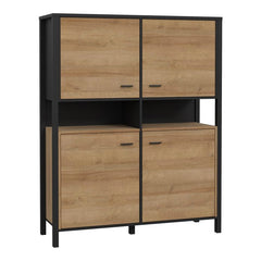 High Rock Storage Cabinet in Matt Black/Riviera Oak - Furniture One Shop