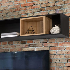 High Rock Wall Shelf in Matt Black/Riviera Oak - Furniture One Shop