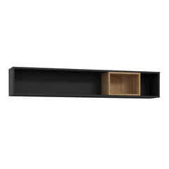 High Rock Wall Shelf in Matt Black/Riviera Oak - Furniture One Shop
