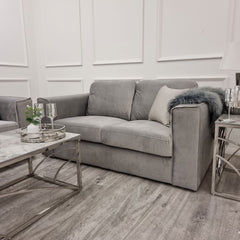 Hudson 3 & 2 Seater Sofa with fixed back cushion in Steel - Furniture One Shop