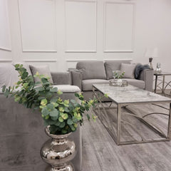 Hudson 3 & 2 Seater Sofa with fixed back cushion in Steel - Furniture One Shop