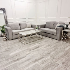 Hudson 3 & 2 Seater Sofa with fixed back cushion in Steel - Furniture One Shop