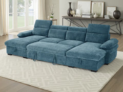 Hudson Blue U-Shape Corner Sofa Bed with Storage - Furniture One Shop