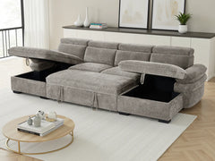 Hudson Grey U-Shape Corner Sofa Bed with Storage - Furniture One Shop