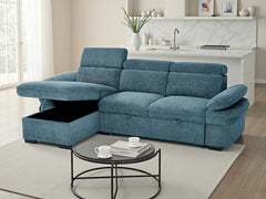 Hudson Universal Corner Sofa Bed In Blue Fabric - Furniture One Shop