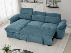 Hudson Universal Corner Sofa Bed In Blue Fabric - Furniture One Shop