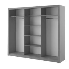 Idea ID-01 Wooden Wardrobe With Mirrored Sliding Doors In Grey Matt