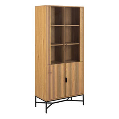Jaipur Wooden 4 Door 6 Shelves Display Cabinet in Wild Oak - Furniture One Shop