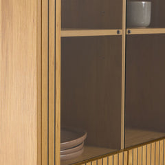 Jaipur Wooden 4 Door 6 Shelves Display Cabinet in Wild Oak - Furniture One Shop