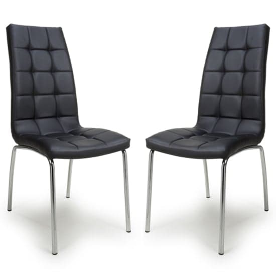 Jenner Black Faux Leather Dining Chairs With Chrome Legs In Pair