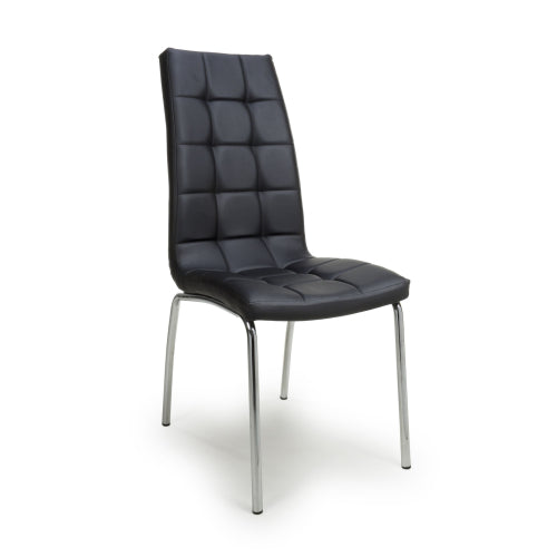 Jenner Black Faux Leather Dining Chairs With Chrome Legs In Pair