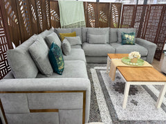 Jupiter Large Corner Sofa In Grey Fabric