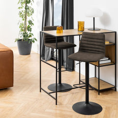 Kimmy Bar Stool in Grey Fabric Set of 2 - Furniture One Shop