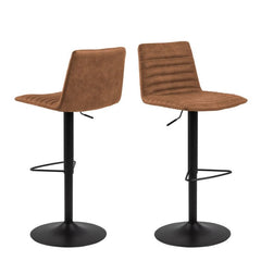 Kimmy Bar Stool with Brown Fabric in Set of 2 - Furniture One Shop