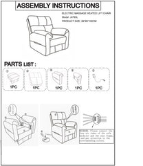 Knightsbridge Heat & Massage Riser Recliner Chair In Dark Grey Cotton Linen - Furniture One Shop