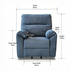 Knightsbridge Single Motor Riser Recliner Chair In Midnight Blue Cotton Linen - Furniture One Shop