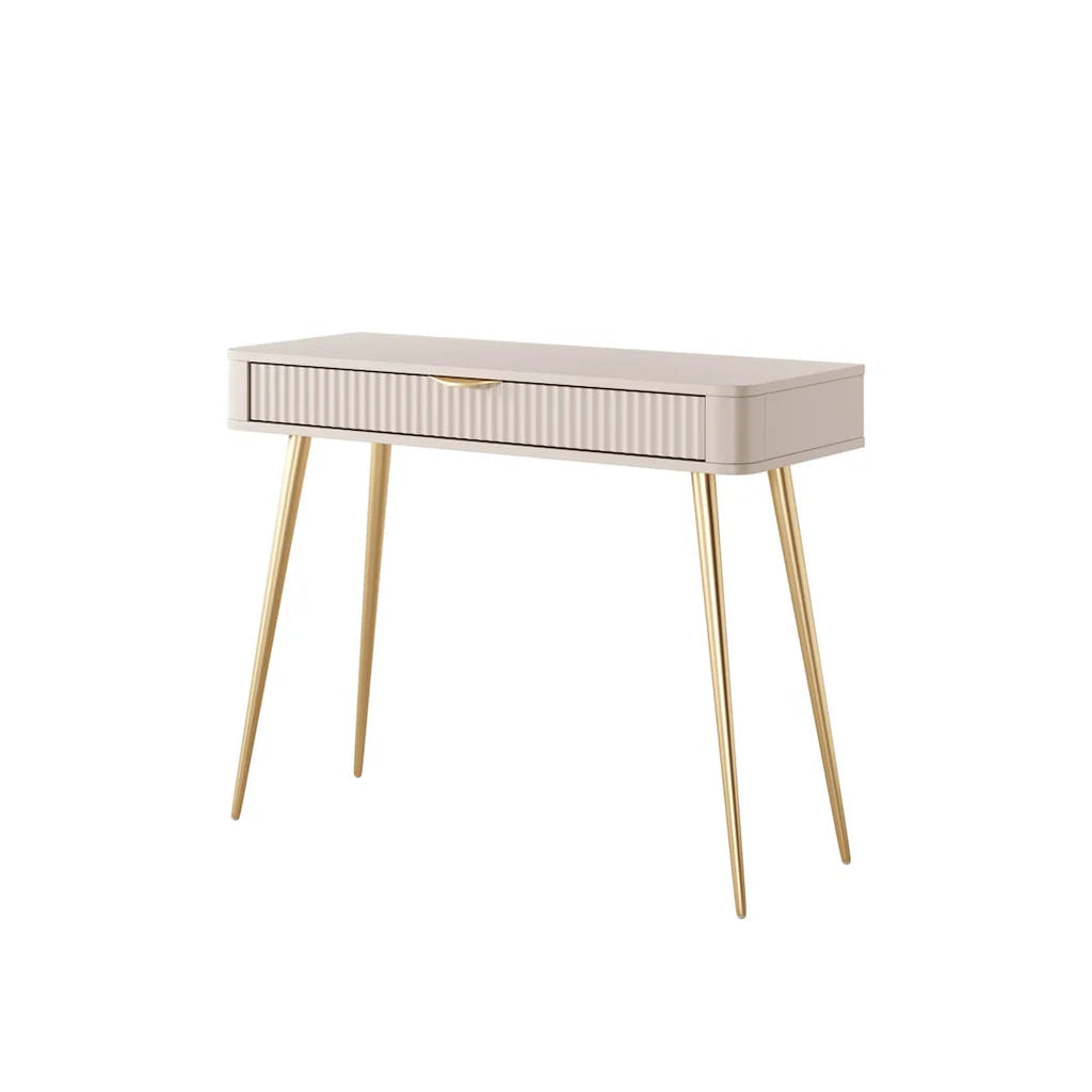 Lante Wooden Dressing Table 100cm in Beige with Metal Legs