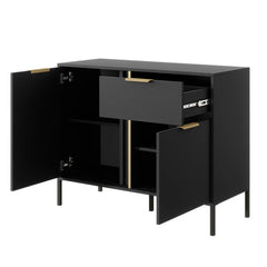Lars Wooden Sideboard 2 Doors 1 Drawer in Anthracite & Gold - Furniture One Shop