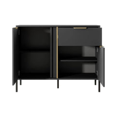 Lars Wooden Sideboard 2 Doors 1 Drawer in Anthracite & Gold - Furniture One Shop