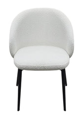 Lazio Ivory White Boucle Fabric Dining Chairs With Black Legs In Pair