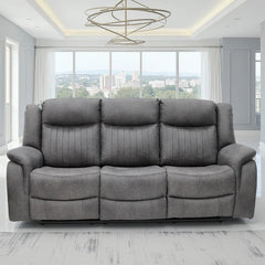 Leon Electric Recliner 3 Seater Sofa In Grey Tech Fabric