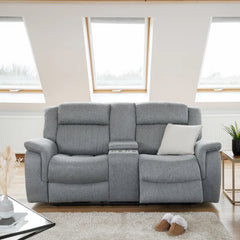 Linden Fabric 2 Seater Electric Recliner Sofa In Grey