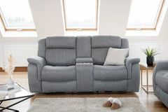 Linden Fabric 2 Seater Electric Recliner Sofa In Grey