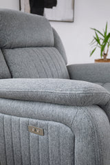 Linden Fabric Electric Recliner Arm Chair In Grey