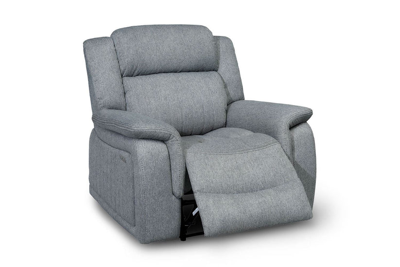Linden Fabric Electric Recliner Arm Chair In Grey