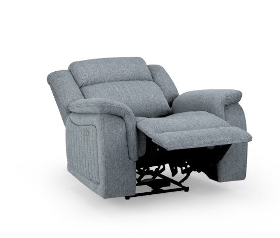 Linden Fabric Electric Recliner Arm Chair In Grey