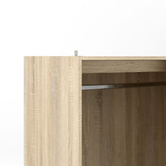 Line Wardrobe - 3 Doors 6 Drawers in Oak with White High Gloss - Furniture One Shop