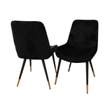 Luna Black Velvet Dining Chairs in Pair