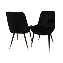 Luna Black Velvet Dining Chairs in Pair
