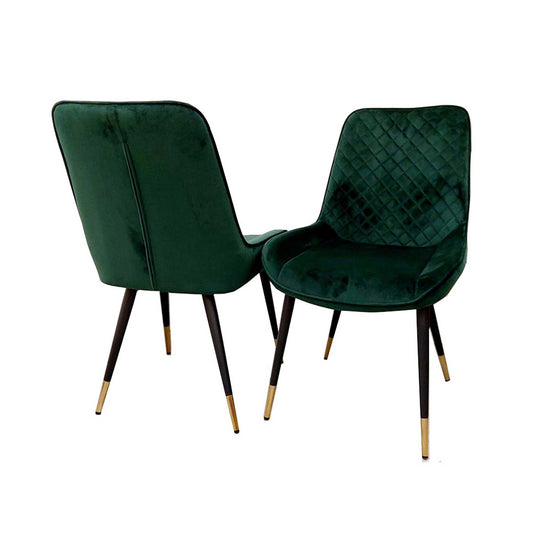 Luna Emerald Green Velvet Dining Chairs in Pair