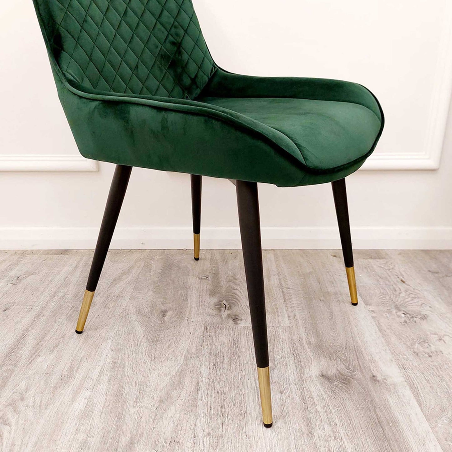 Luna Emerald Green Velvet Dining Chairs in Pair